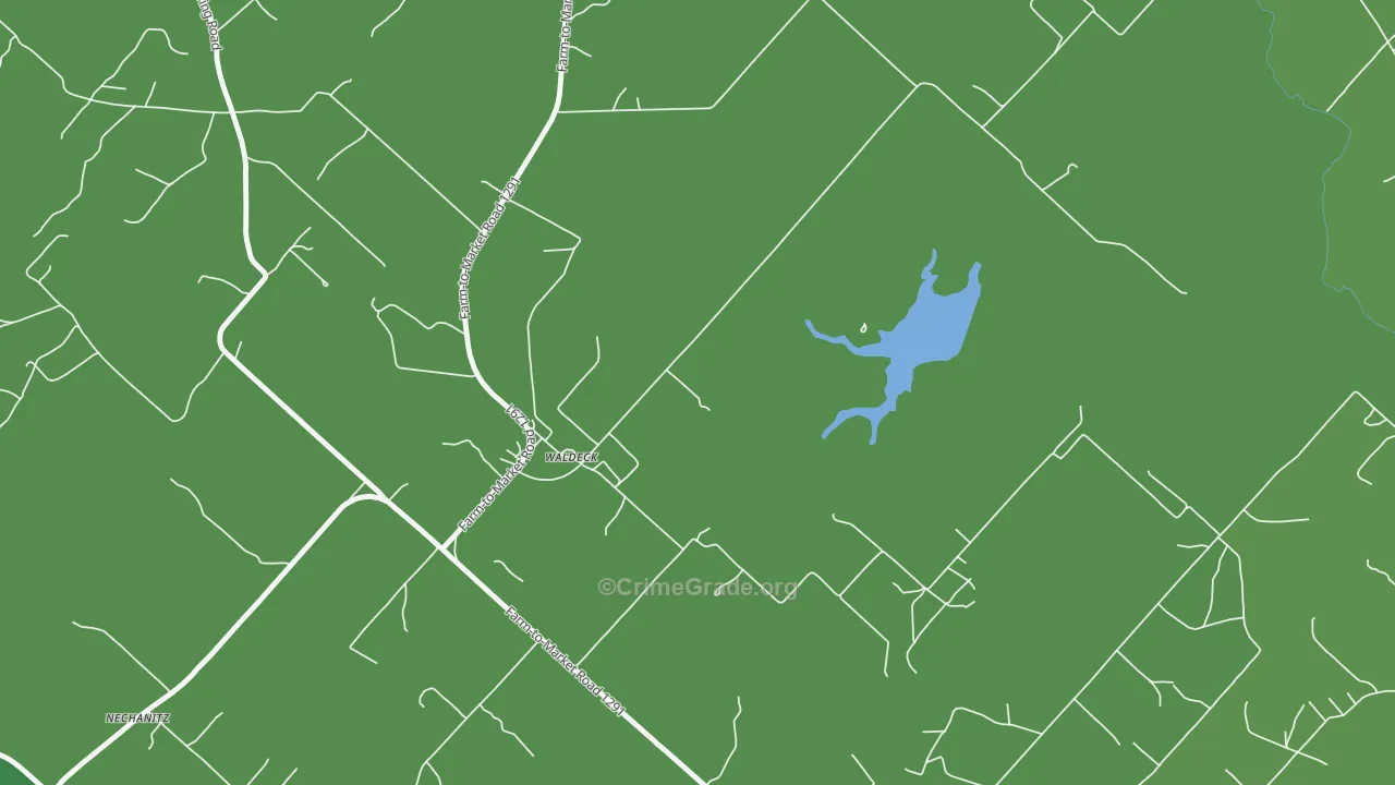 Waldeck, TX Map of Vehicle Theft Rates
