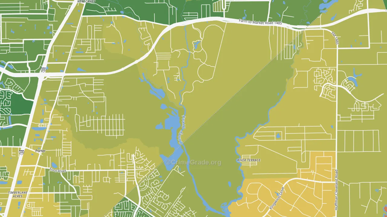 Walden Woods, TX Map of Vehicle Theft Rates