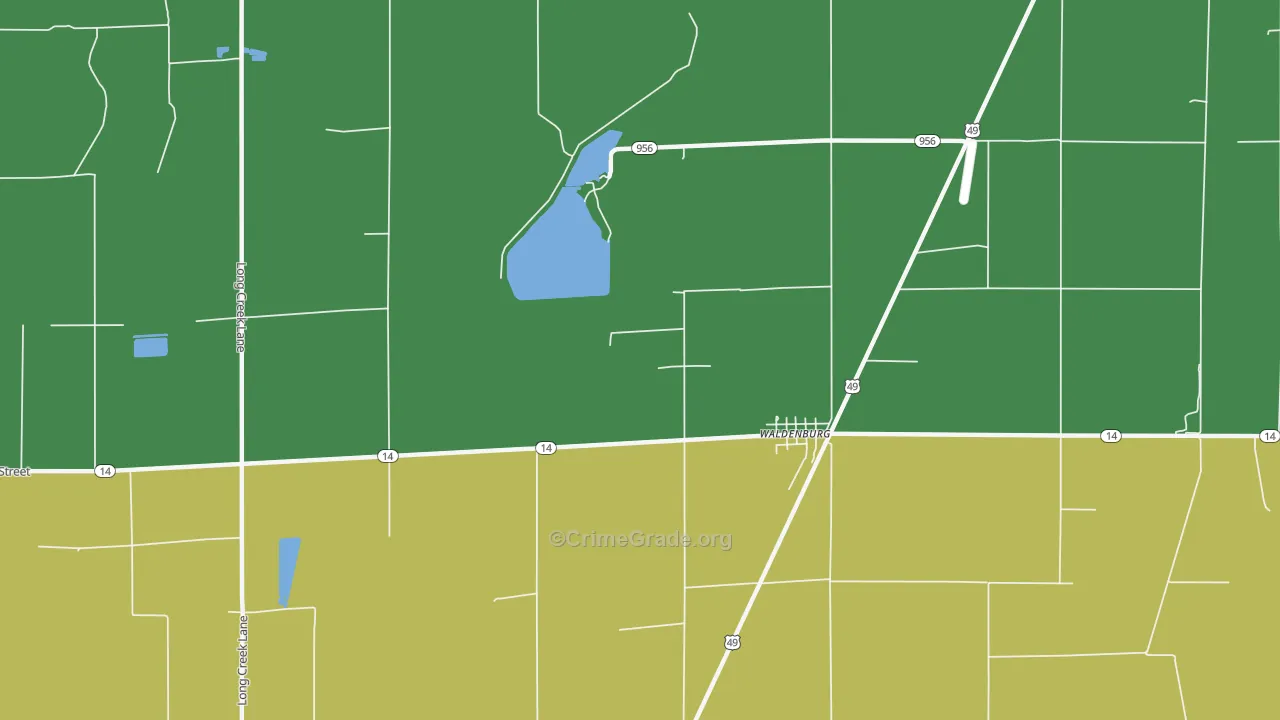 Waldenburg, AR Map of Vehicle Theft Rates