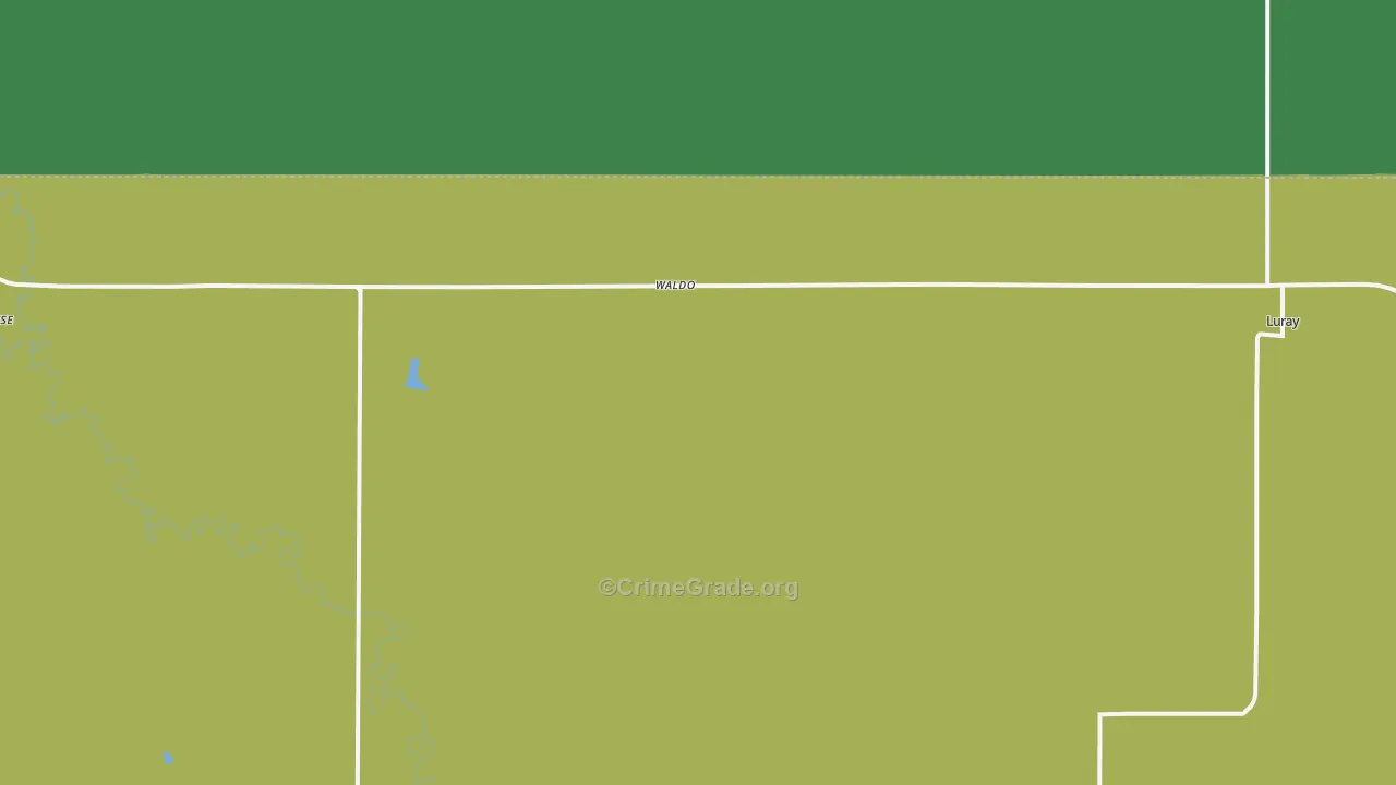 Waldo, KS Map of Vehicle Theft Rates