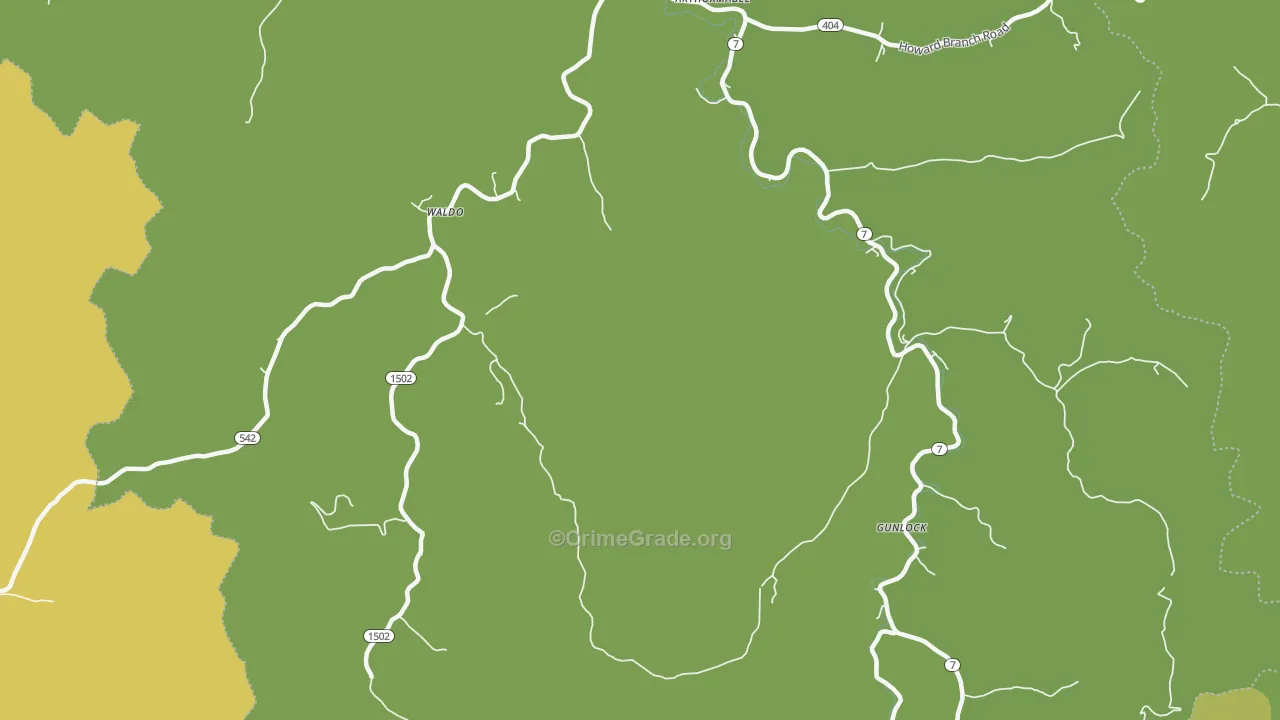 Waldo, KY Map of Vehicle Theft Rates