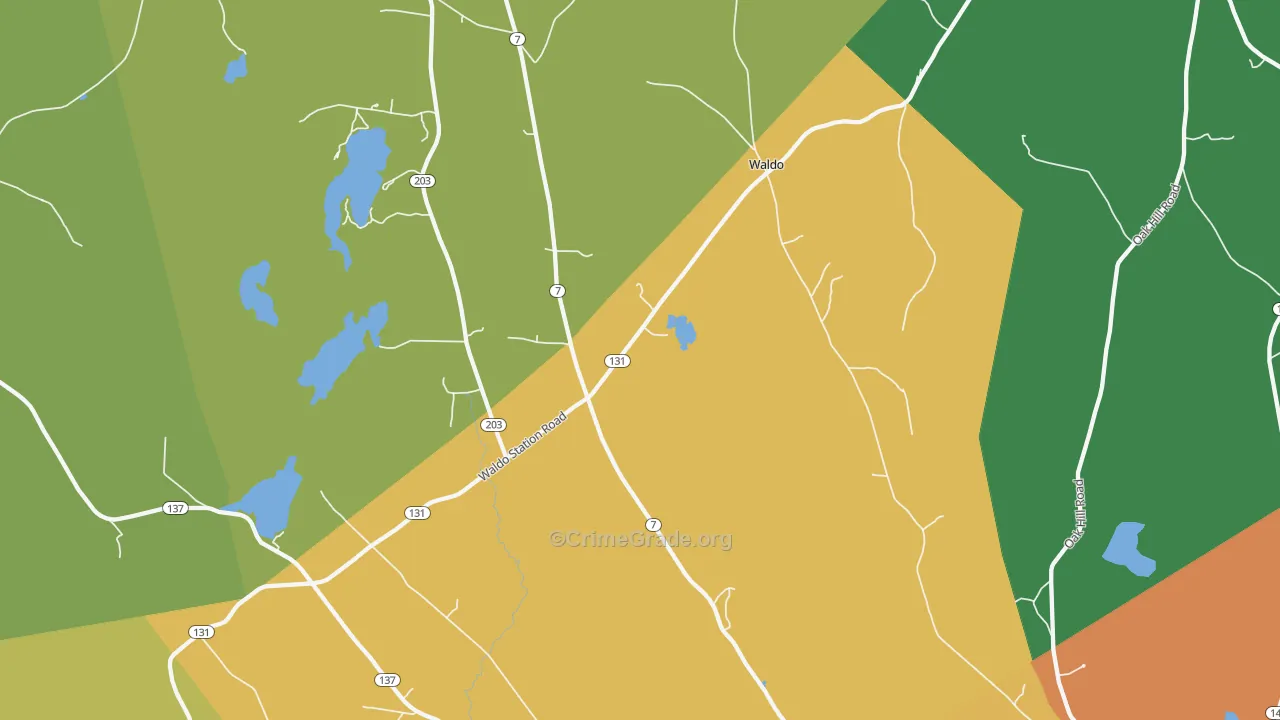 Waldo, ME Map of Vehicle Theft Rates