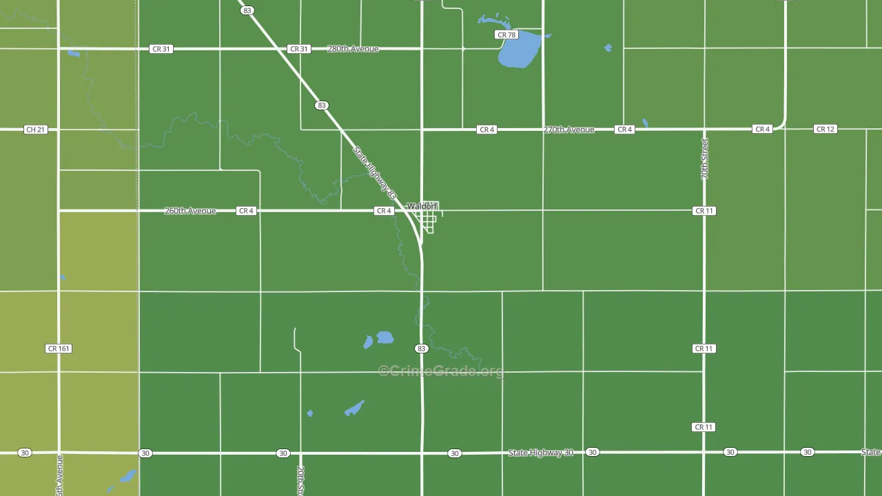Waldorf, MN Map of Vehicle Theft Rates