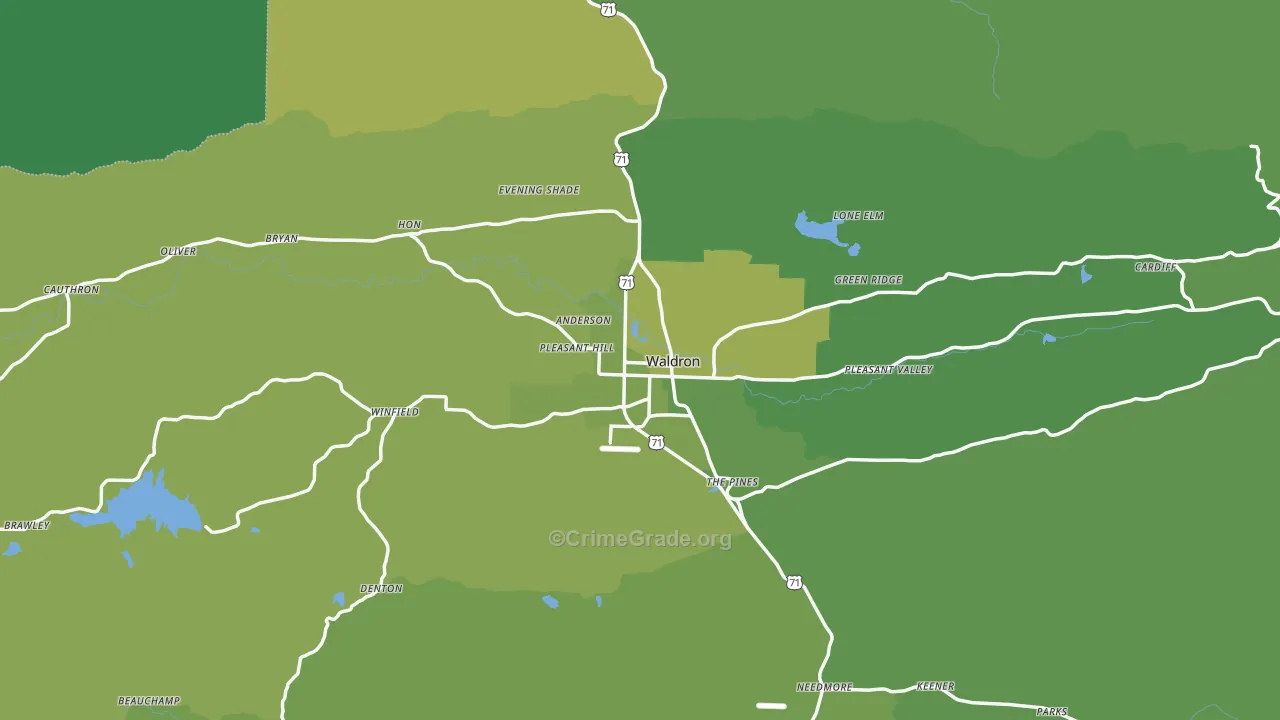 Waldron, AR Map of Vehicle Theft Rates