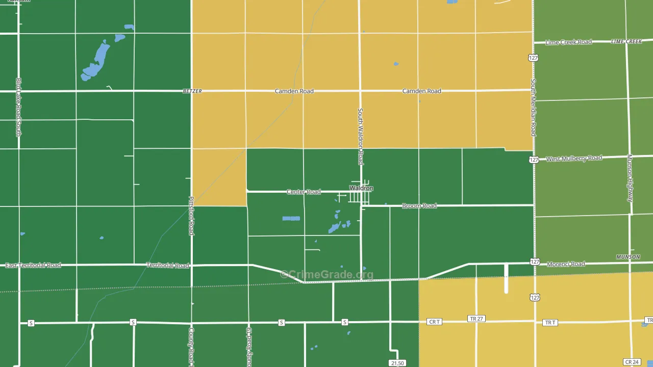 Waldron, MI Map of Vehicle Theft Rates