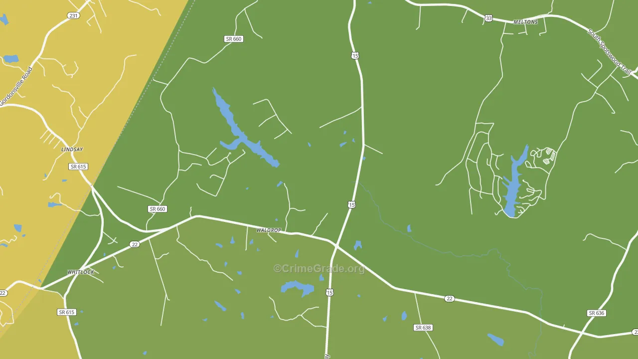 Waldrop, VA Map of Vehicle Theft Rates