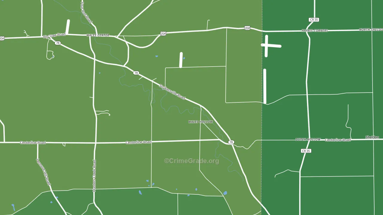 Wales Hollow, NY Map of Vehicle Theft Rates
