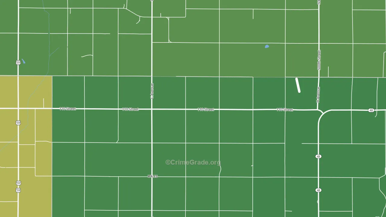 Wales, IA Map of Vehicle Theft Rates