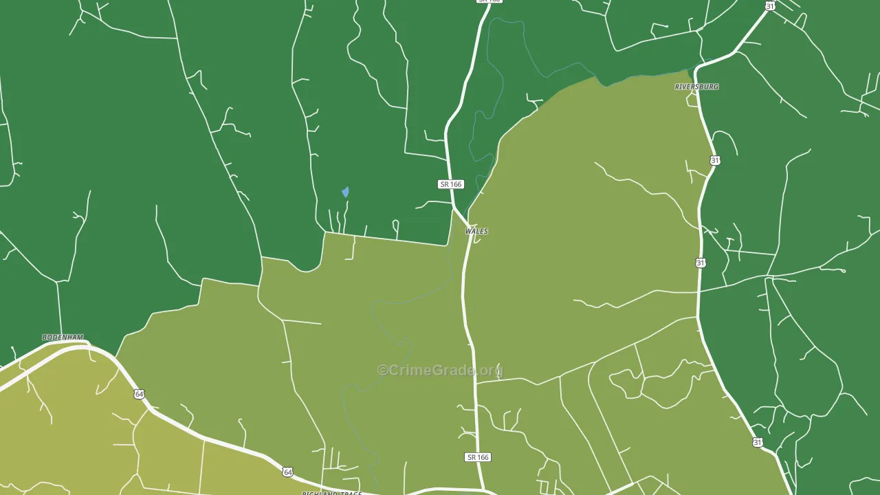 Wales, TN Map of Vehicle Theft Rates