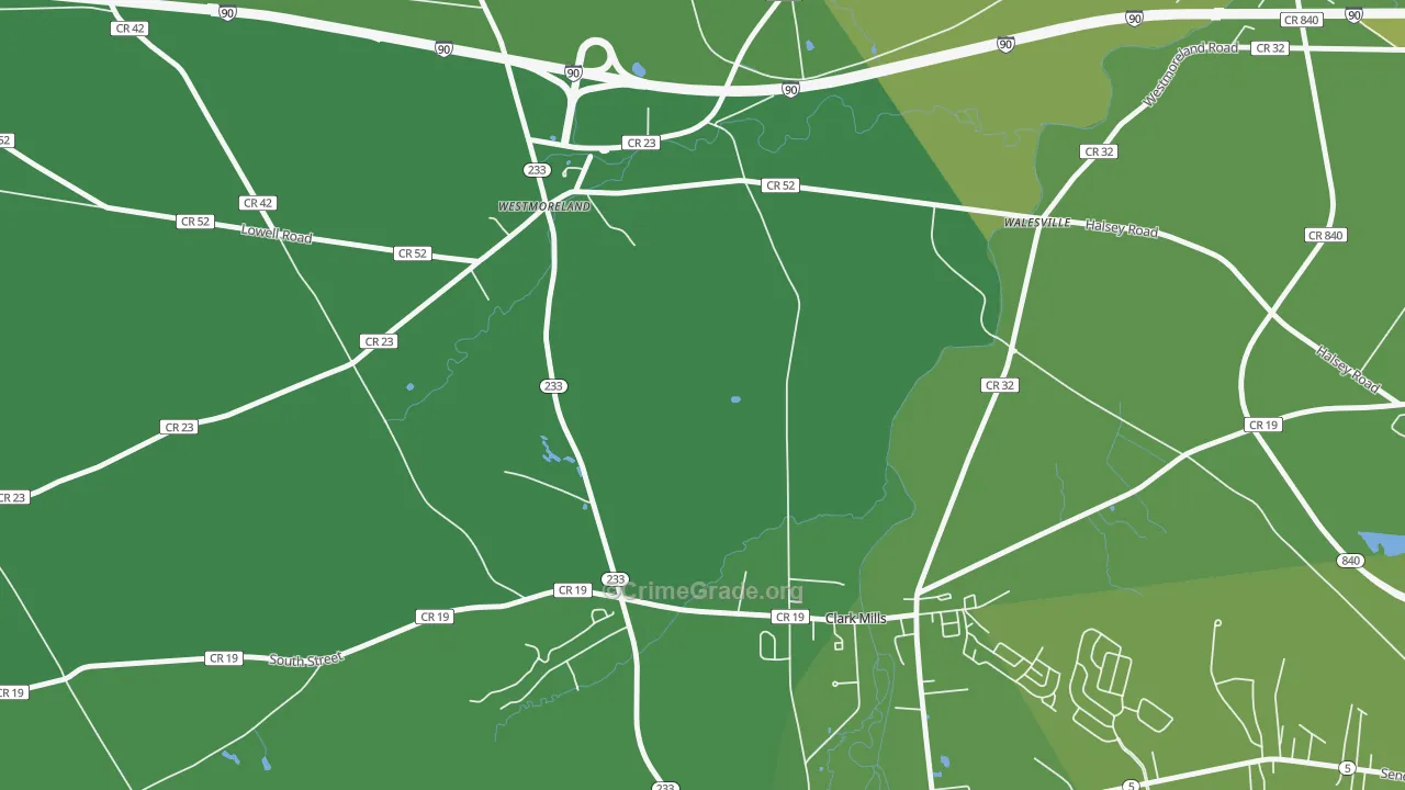 Walesville, NY Map of Vehicle Theft Rates