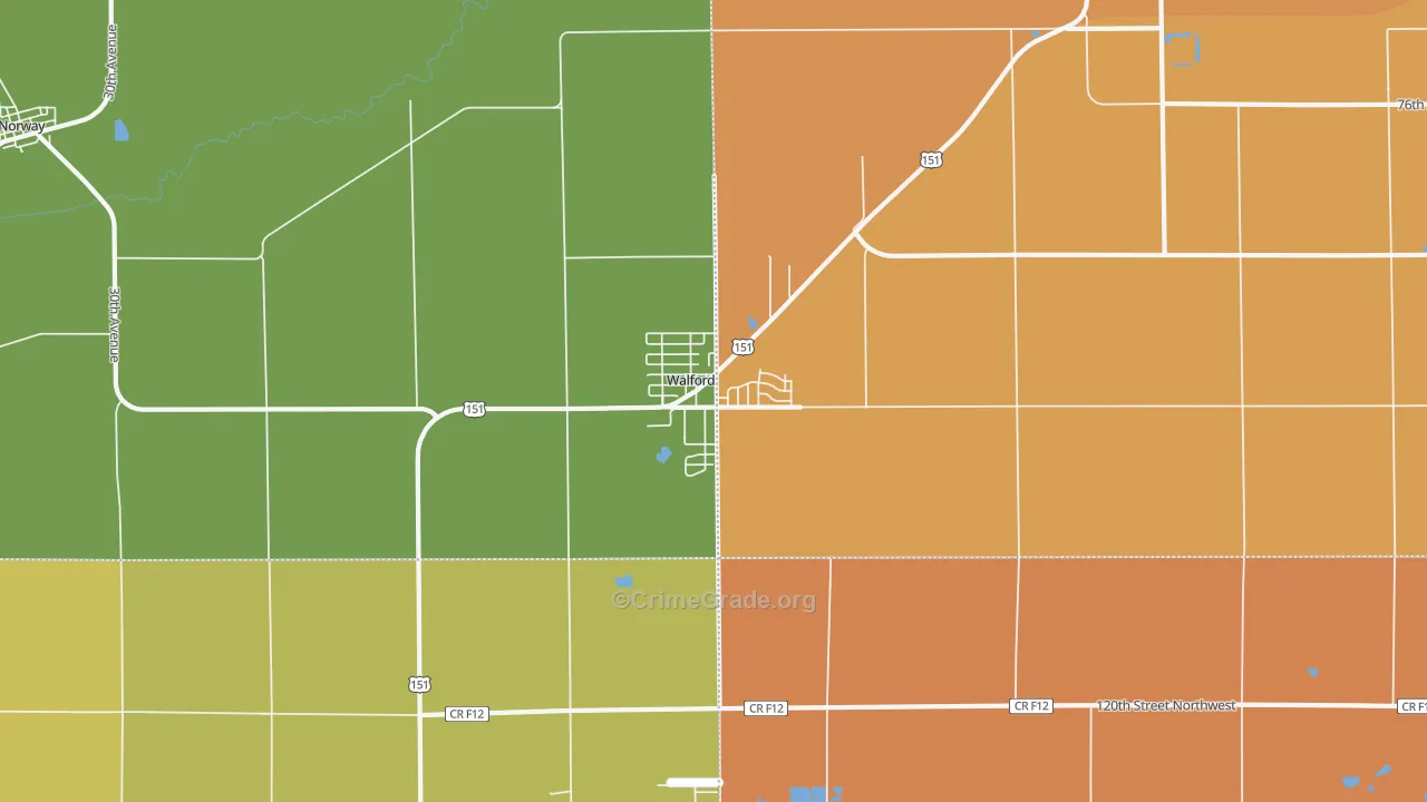 Walford, IA Map of Vehicle Theft Rates