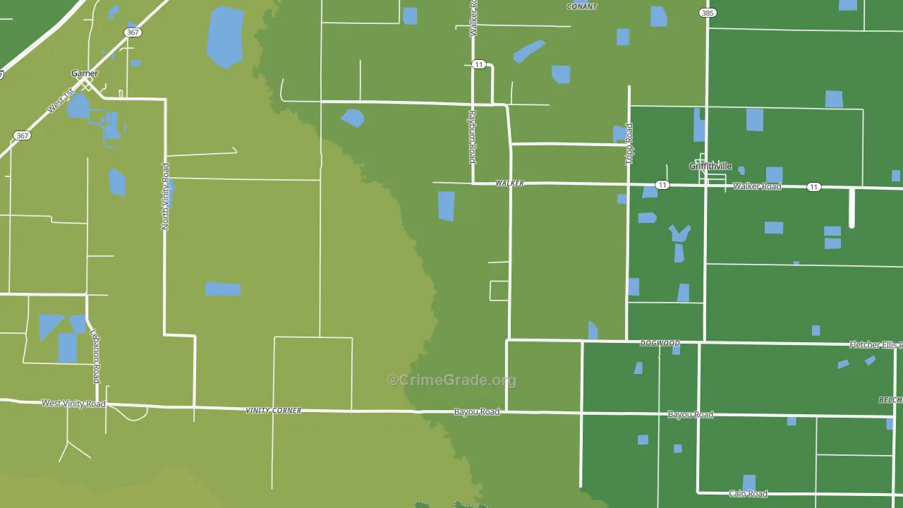 Walker, AR Map of Vehicle Theft Rates