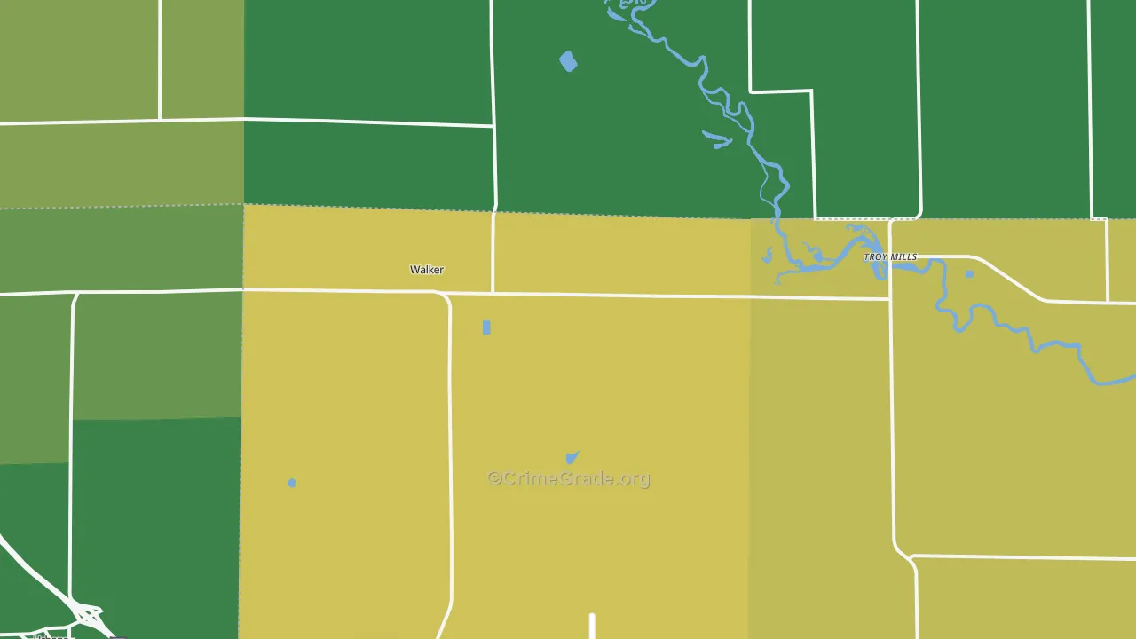 Walker, IA Map of Vehicle Theft Rates