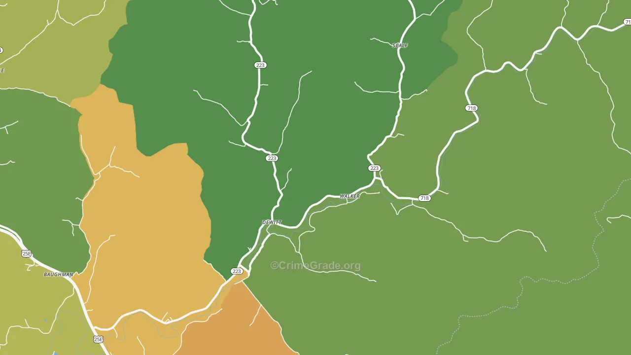 Walker, KY Map of Vehicle Theft Rates