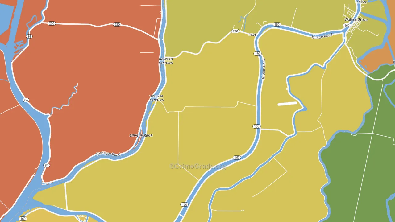 Walker Landing, CA Map of Vehicle Theft Rates