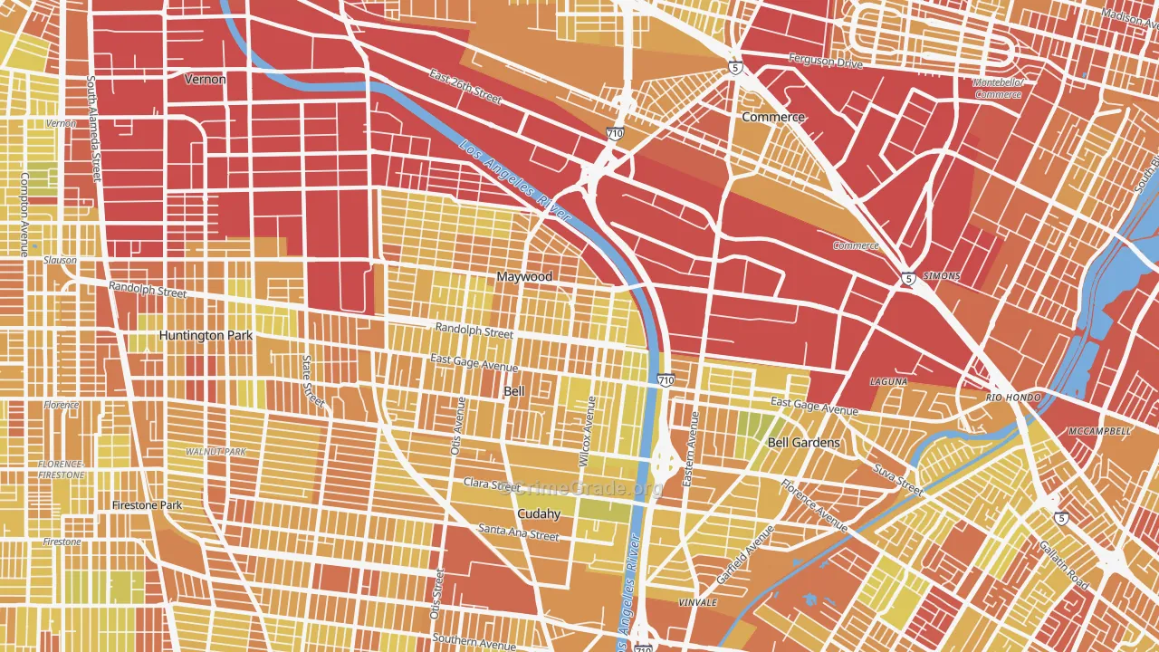 Walker, Maywood, CA Map of Vehicle Theft Rates