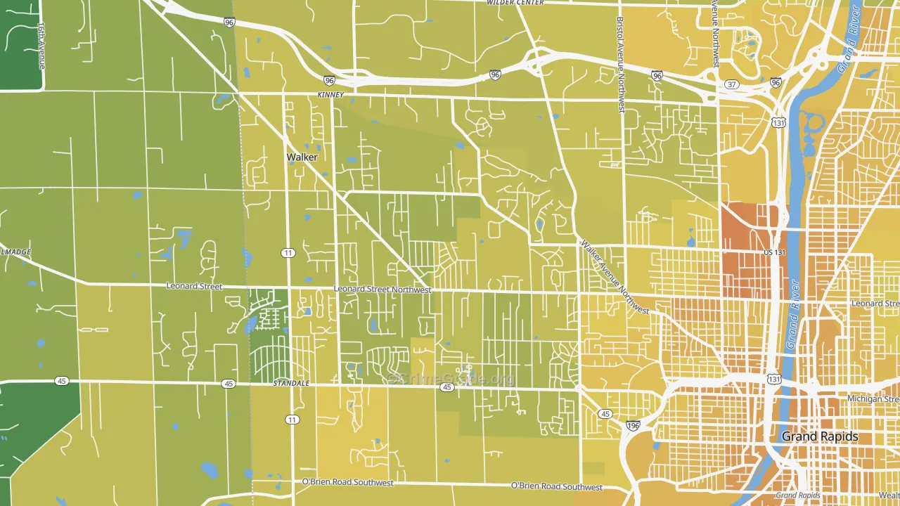 Walker, MI Map of Vehicle Theft Rates