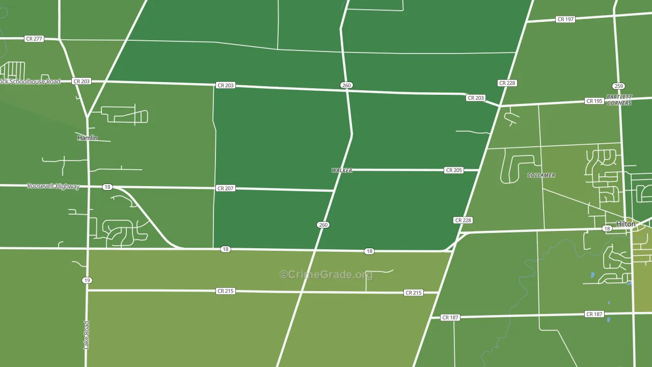 Walker, NY Map of Vehicle Theft Rates