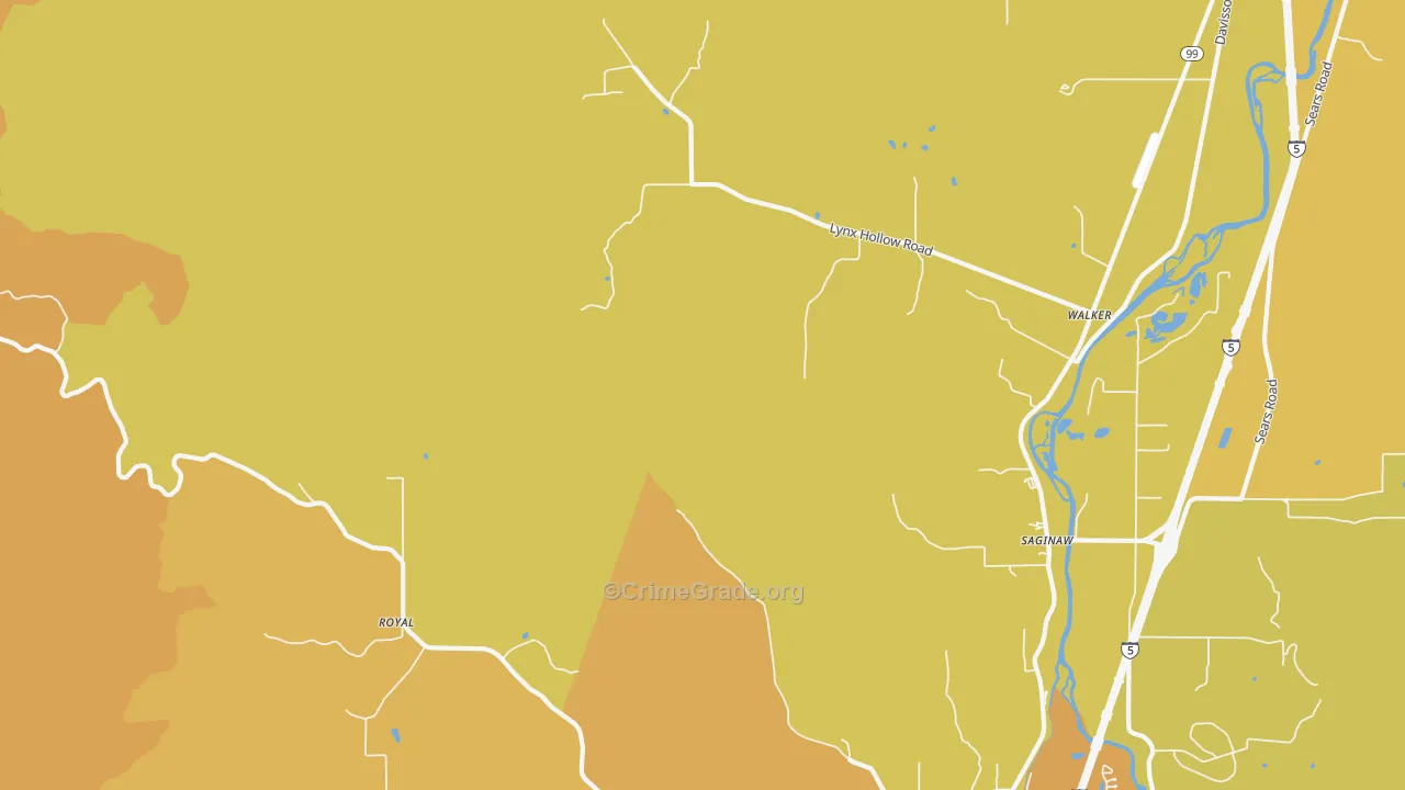 Walker, OR Map of Vehicle Theft Rates