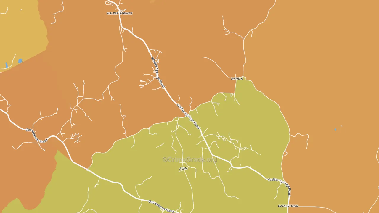 Walker Springs, AL Map of Vehicle Theft Rates