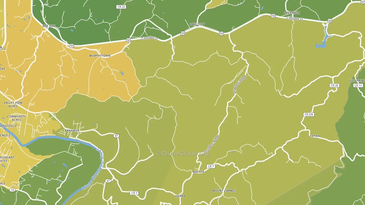 Walker, WV Map of Vehicle Theft Rates