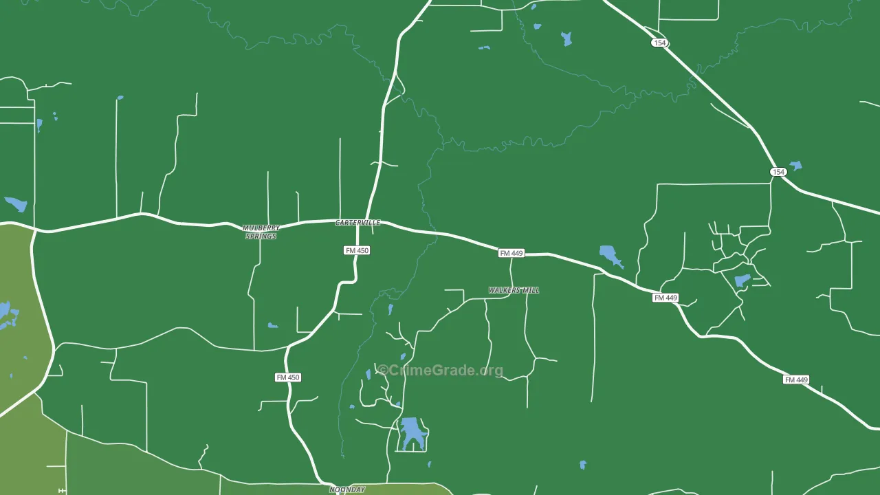 Walkers Mill, TX Map of Vehicle Theft Rates