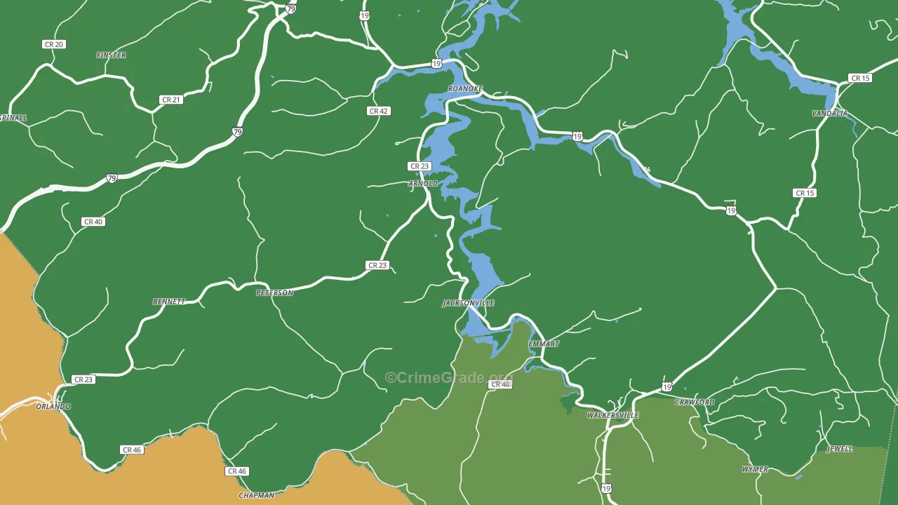 Walkersville, WV Map of Vehicle Theft Rates
