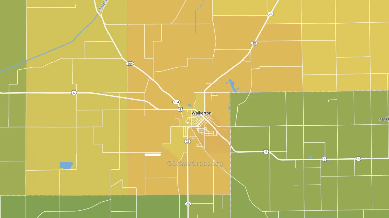 Walkerton, IN Map of Vehicle Theft Rates