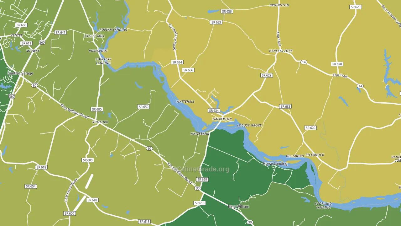 Walkerton, VA Map of Vehicle Theft Rates