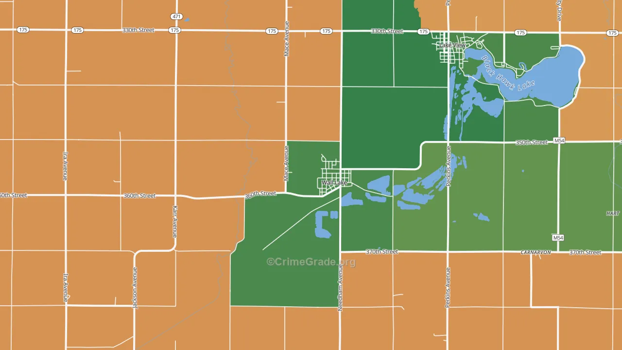 Wall Lake, IA Map of Vehicle Theft Rates