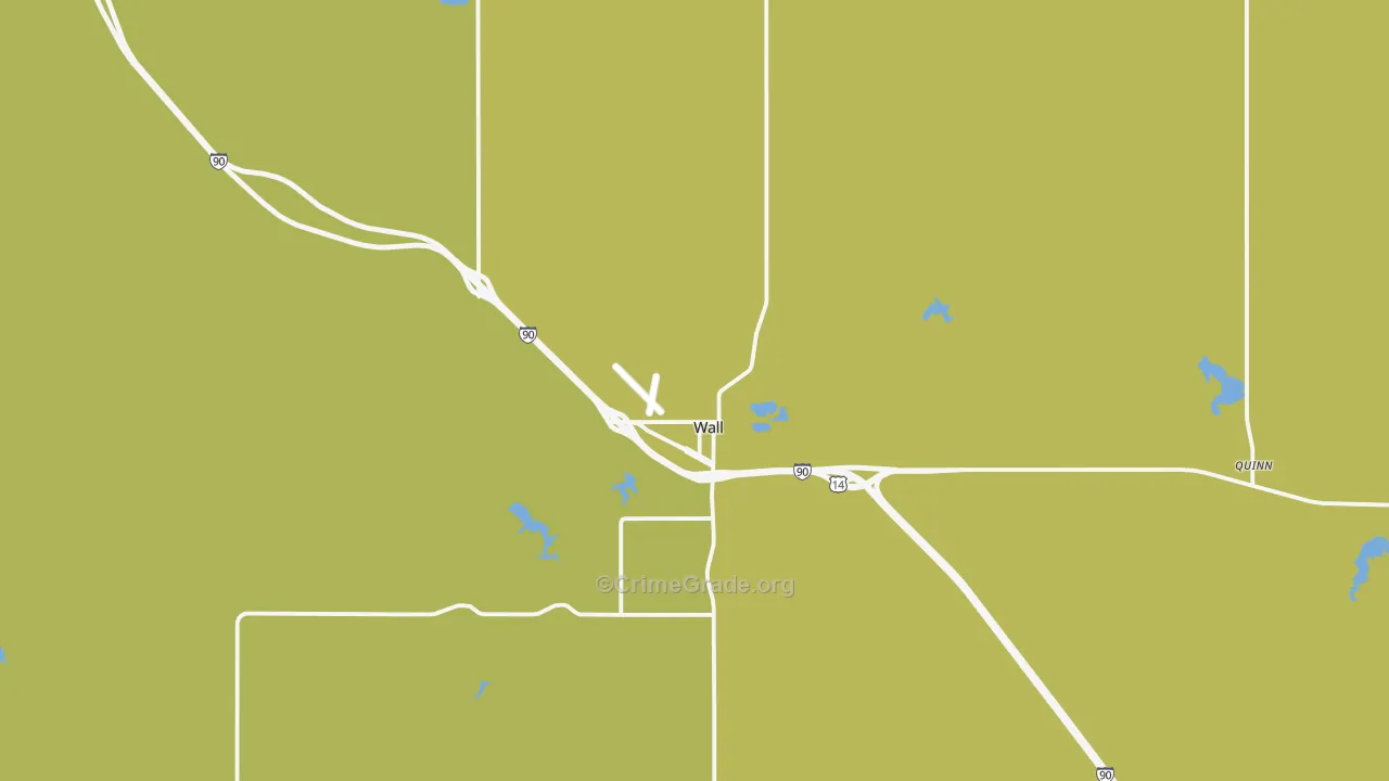 Wall, SD Map of Vehicle Theft Rates