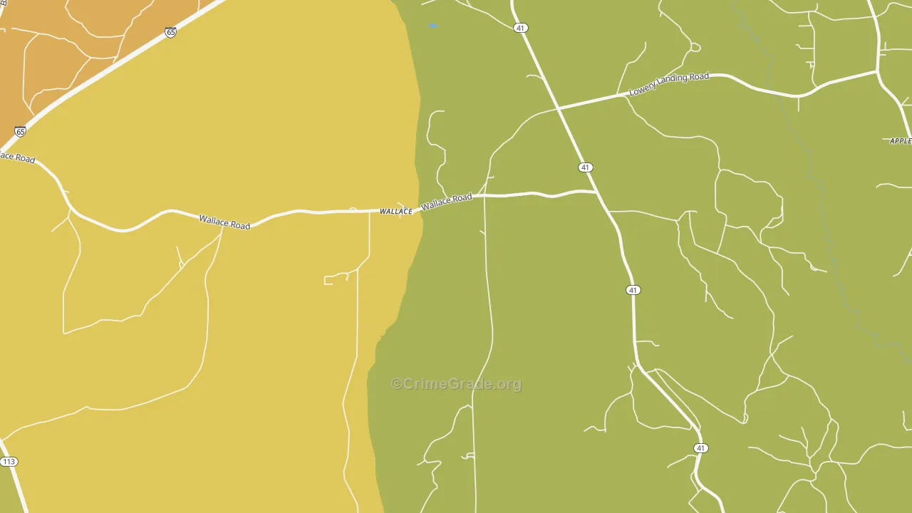 Wallace, AL Map of Vehicle Theft Rates