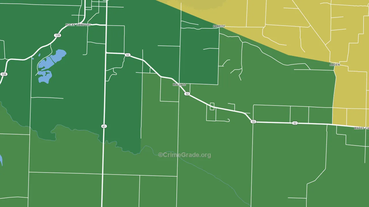 Wallace, AR Map of Vehicle Theft Rates