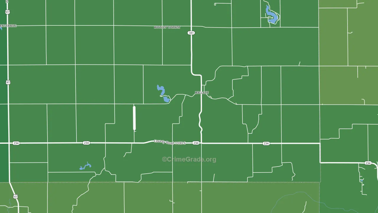Wallace, IN Map of Vehicle Theft Rates