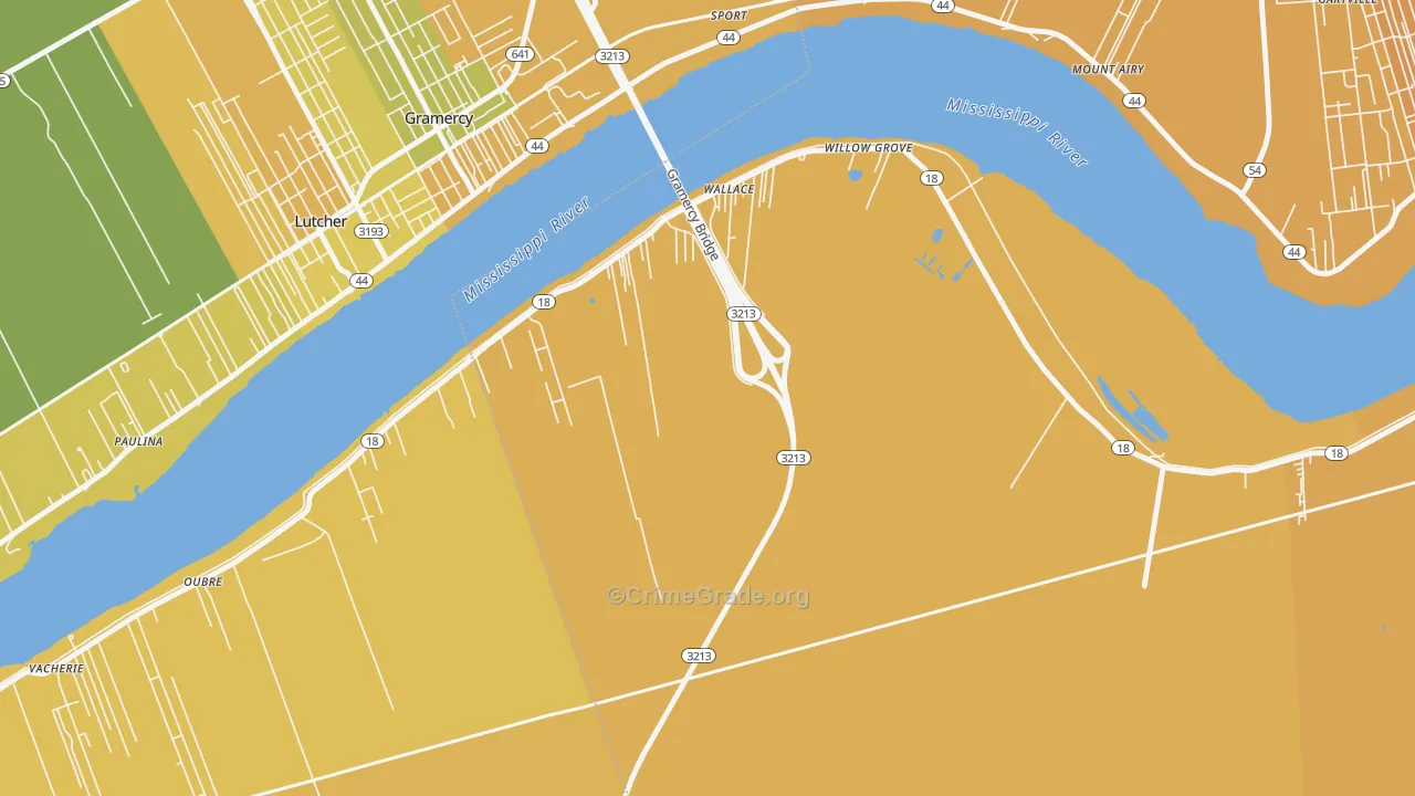 Wallace, LA Map of Vehicle Theft Rates
