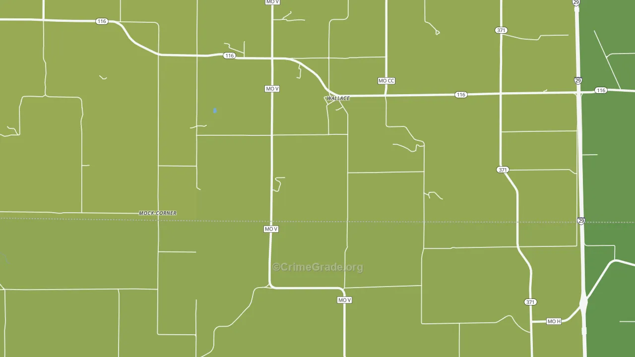 Wallace, MO Map of Vehicle Theft Rates