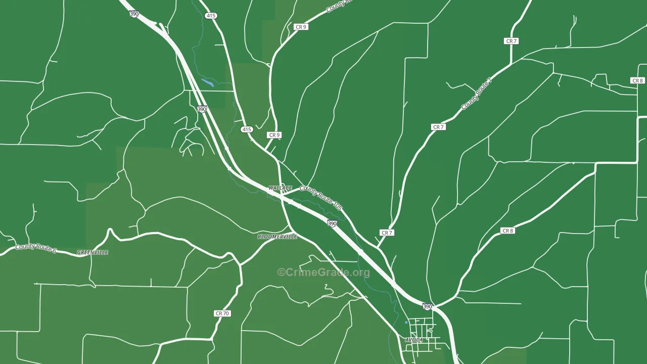 Wallace, NY Map of Vehicle Theft Rates