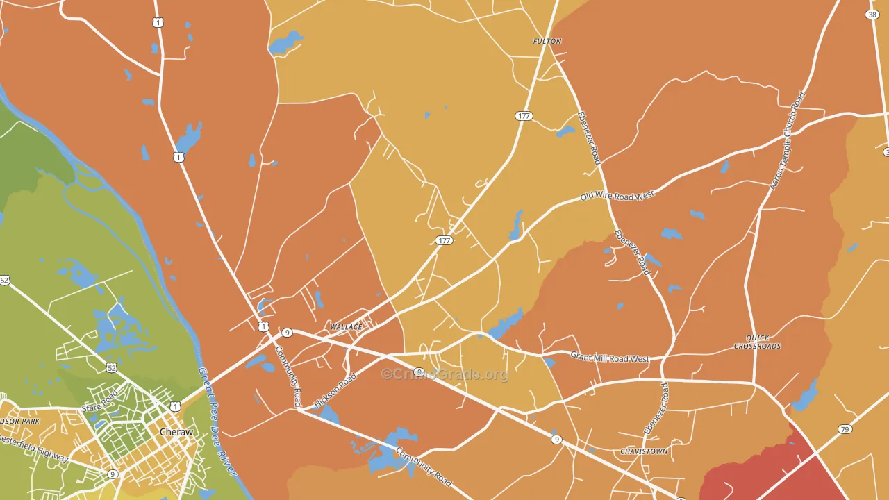 Wallace, SC Map of Vehicle Theft Rates
