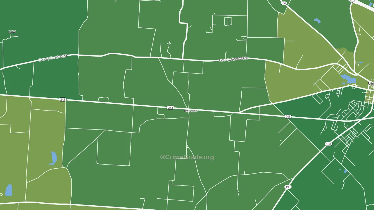 Wallace, TX Map of Vehicle Theft Rates