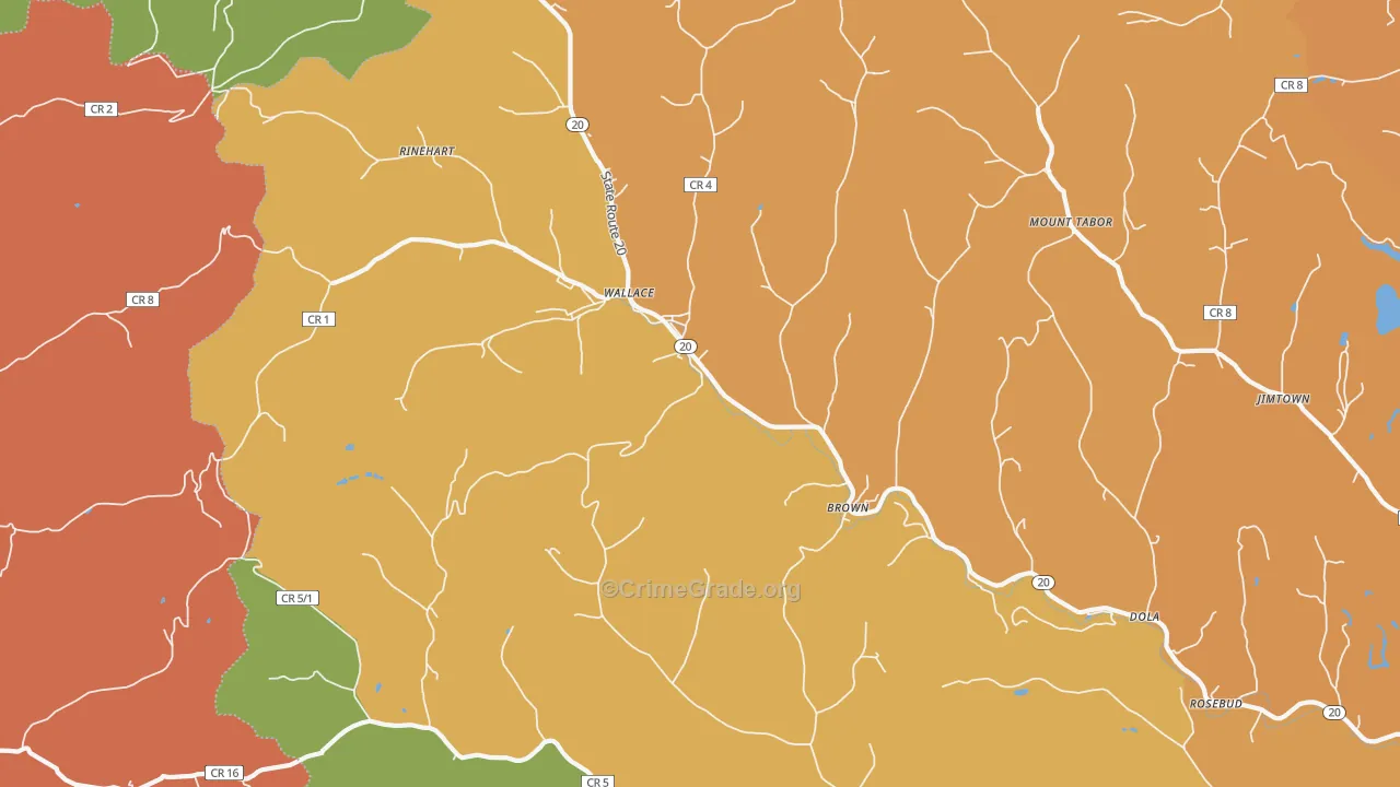 Wallace, WV Map of Vehicle Theft Rates