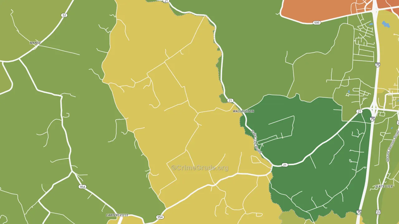 Wallaceton, KY Map of Vehicle Theft Rates