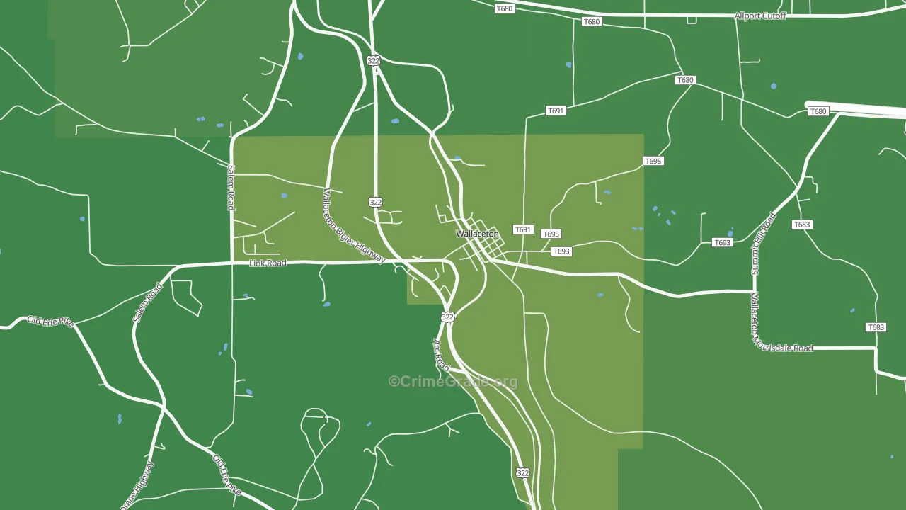 Wallaceton, PA Map of Vehicle Theft Rates