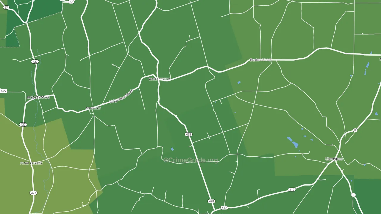 Wallaceville, PA Map of Vehicle Theft Rates