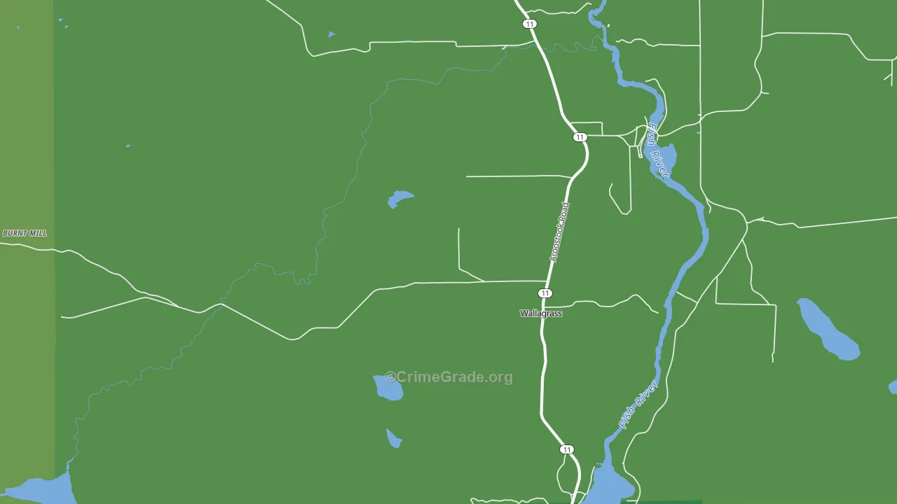Wallagrass, ME Map of Vehicle Theft Rates