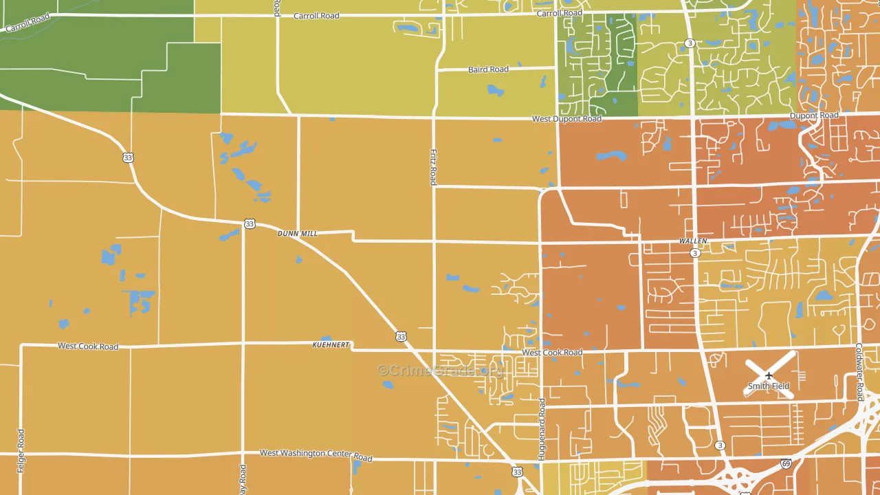 Wallen, IN Map of Vehicle Theft Rates