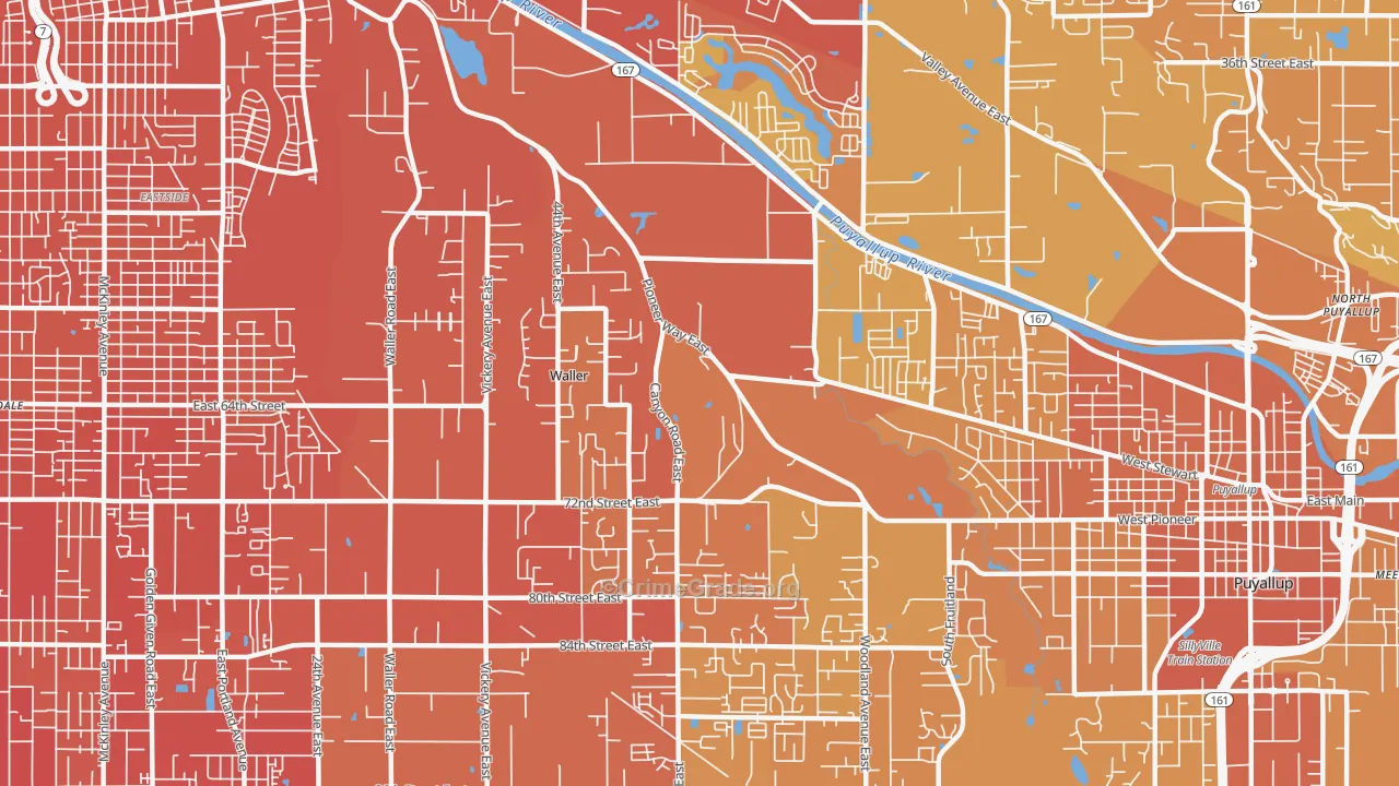 Waller, Tacoma, WA Map of Vehicle Theft Rates