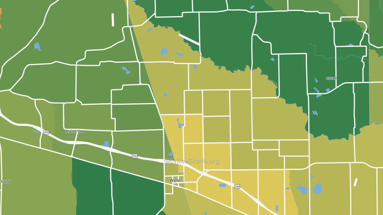 Waller, TX Map of Vehicle Theft Rates