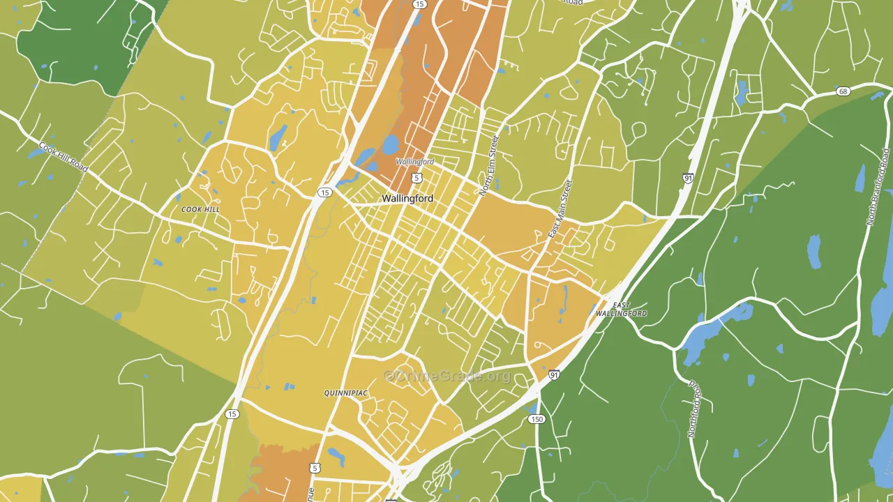 Wallingford Center, CT Map of Vehicle Theft Rates