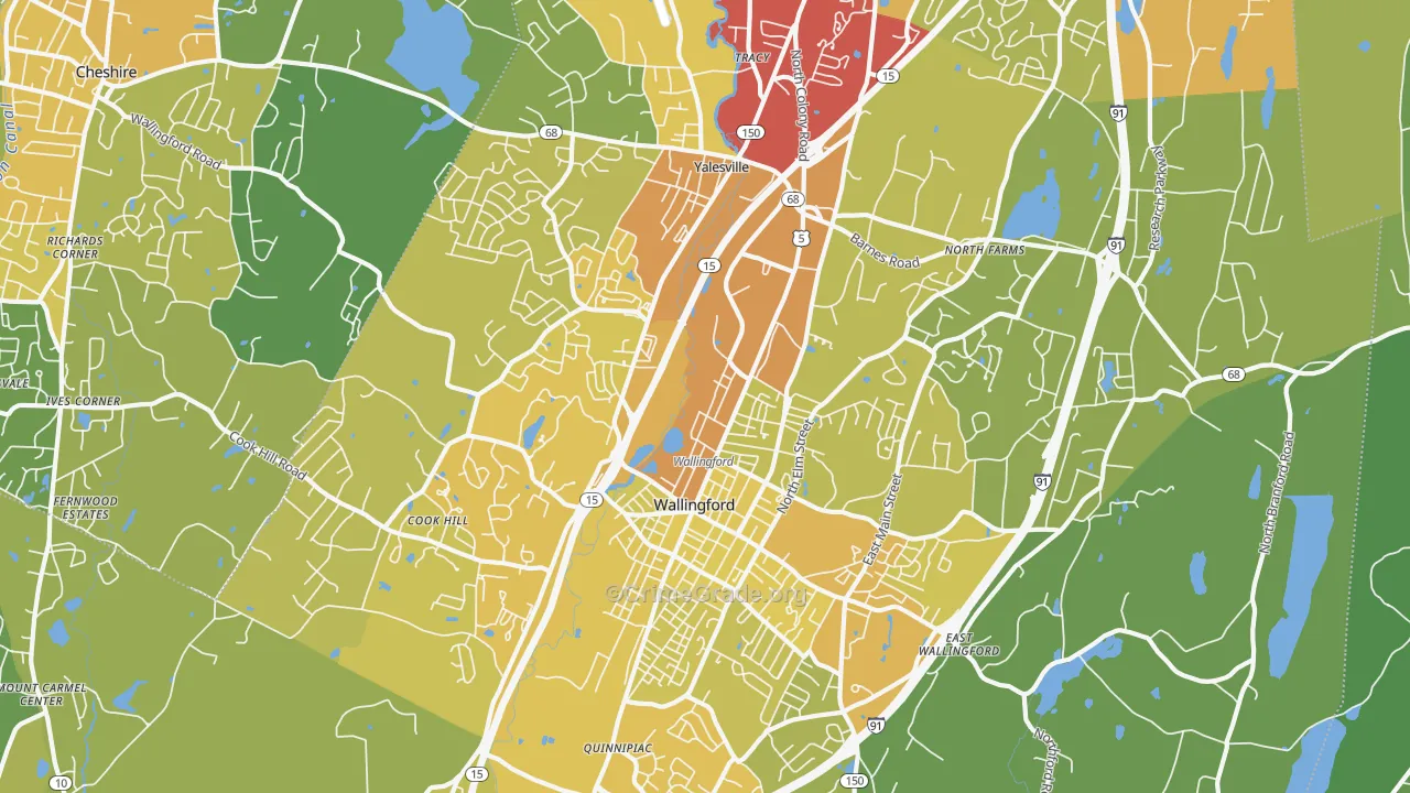 Wallingford, CT Map of Vehicle Theft Rates
