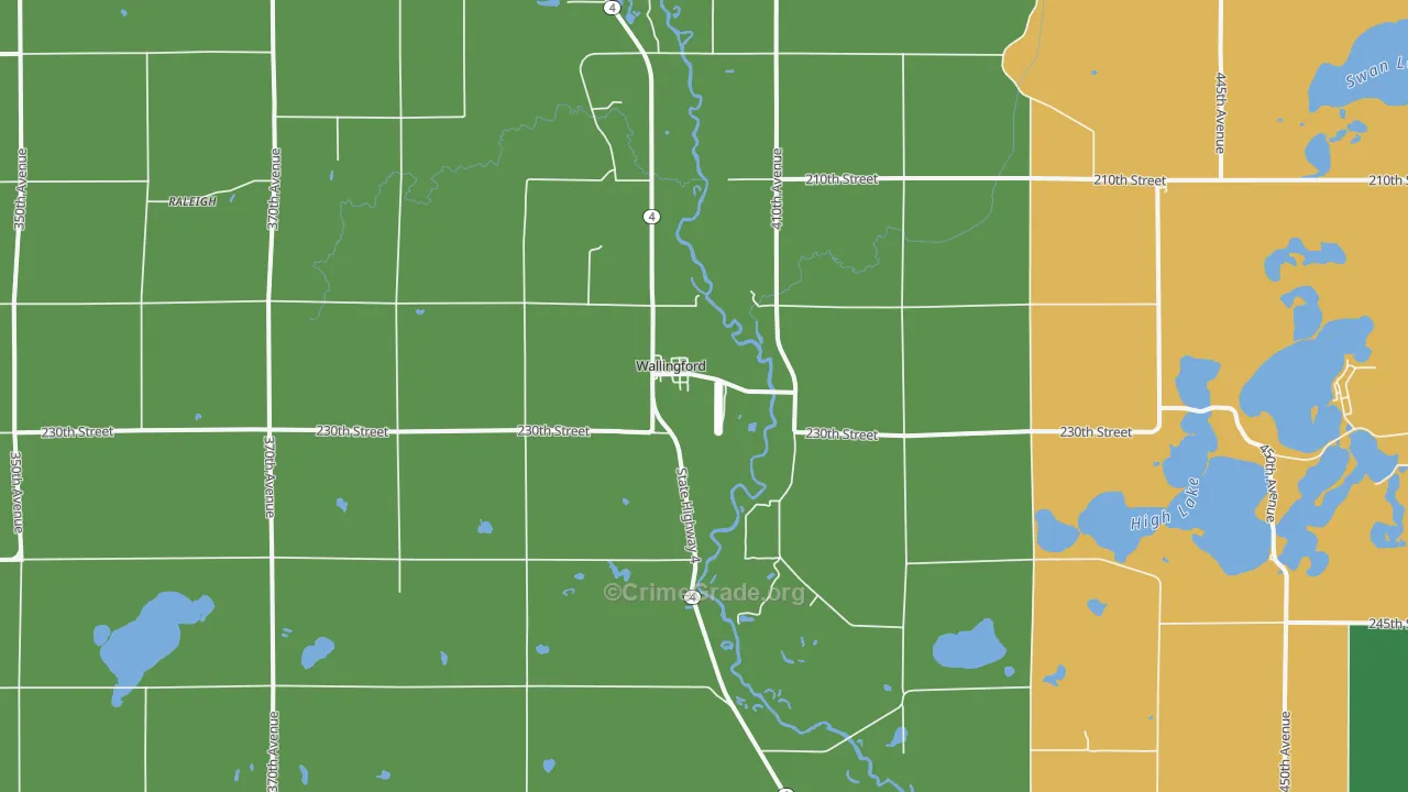 Wallingford, IA Map of Vehicle Theft Rates